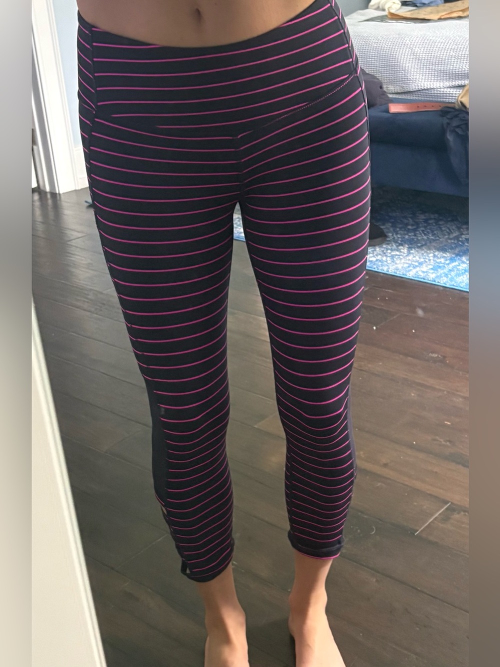Mondetta Black Leggings with Pink Stripes